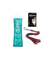 Durex Play Ekstra Hisset Bay Bayan Uyarıcılı Jel 50 ml + Kırmızı Püsküllü Deri Kırbaç + Hediye