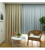 Evdepo Home Bej Düz Renk Pileli Soft Fon Perde, 1/2 Seyrek Pile, Tek Kanat