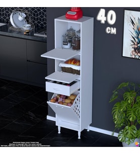 Eliusta Defne 40 cm Çok Amaçlı Mutfak, Bakliyat ve Kahve Köşesi Organizer Dolap Sepetli Dolap 40x163x32 cm