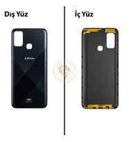 Infinix Hot 9 Play Siyah Uyumlu Arka Kapak Arka Cam Batarya Pil Kapağı Lazer Kesim Back Cover