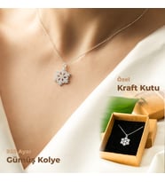 925 Ayar Gümüş Kraft Kutuda Beyaz Kartanesi Gümüş Kolye Kadın