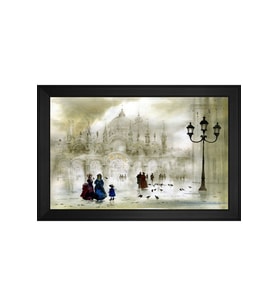 Manzara Temalı Kanvas Tablo 80 x 110 cm Siyah Çerçeve