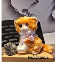 MİYAVLAYAN SESLİ KEDİ PELUŞ (Kahverengi)