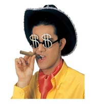 Dolar Temalı Gümüş Renk Parti Gözlüğü 12x7 cm