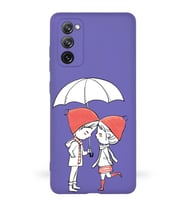 Samsung Galaxy S20 FE Uyumlu Lansman Kılıf Aşk Tasarımlı İçi Kadife Kapak-Mor (Şeffaf)