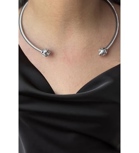 Caş Dekorasyon Gümüş Renk Metal Choker Kolye