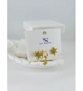 Zirkon Taşlı Üçlü Kombin Küpe - Kp00402