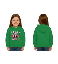 Unisex Baskılı Çocuk Swaetshirt Labubu Baskılı Kapüşonlu 3 İplik Şardonlu (Yeşil)