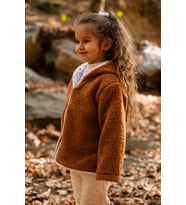 Heritage Puffy Astarlı Peluş Bebek Çocuk Ceket - Kopüşonlu Peluş Mont (Kahverengi)