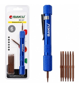 Baku BK-327 Hassas 6 Değiştirilebilir Uçlu Mobil Cep Telefonu Tamir Tornavidası