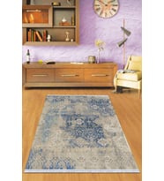 Eflatun Vintage Dokuma Pamuk Taban Kaymaz Kilim KLM258