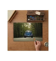 Ormanda Mavi Nostaljik Araba Tasarımı 240 parça Ahşap Puzzle Ahşap Kutuda MP04538