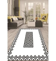 Dijital Kaymaz Taban Yıkanabilir Modern Renkli Salon Halısı Mutfak Halısı Yolluk ND-HT-838 (Beyaz)