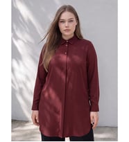 LCW Curve Bordo Büyük Beden Modal Karışımlı Gömlek Tunik
