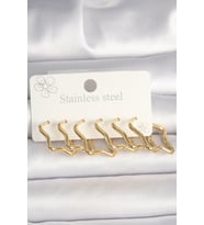 Çelik Gold Renk Yıldız Model Kadın Küpe Seti - Tj-Bkp10352