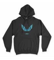 Melek Kanatlı Siyah Kapşonlu Sweatshirt Hoddie