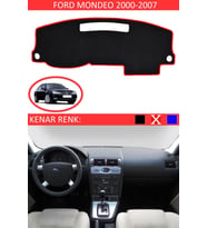 Ford Mondeo 2000-2007 Için Uygun Torpido Koruma Halısı Siyah Kenar Renk Kırmızı
