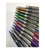 Fırça Uçlu (BRUSH PEN) Permanent Markör Metalik 12 Renk