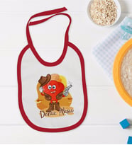BK Kids Kişiye Özel Sevimli Kovboy Tasarımlı Kırmızı Bebek Mama Önlüğü-2