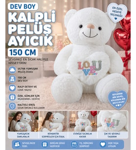 Dev Boy Kalpli Peluş Ayıcık 150 CM Ultra Yumuşak Büyük Boy Sevgiliye Özel Hediye Ayı