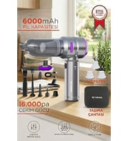 Araç İçi Süpürge 4IN1 17000PA Emiş Güçlü Üflemeli Şarjlı Mini Araba El Süpürgesi HL121 Mor