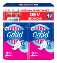 Orkid Ultra Extra Uzun 2 Boy Süper Ekonomik 24 Lü Ped 2 Li Set 48 ADET