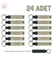 Sütlü Kahve & Lacivert, Doğa Yürüyüş Grubu İçin İsim Yazlıabilen Hatıra Anı Anahtarlık 24’lü Set