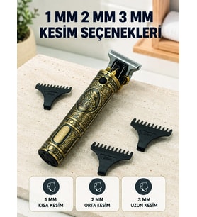 Profesyonel Saç Ve Sakal Tıraş Makinesi 1500 Mah Bataryalı 1 2 3 Mm Taraklı