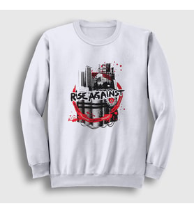 Presmono Unisex Beyaz Live Nations Rise Against Sweatshirt 381833tt