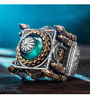 925 Ayar Gümüş İslam Usta Yeni Çağ Model Cami Motifli Minareli Erkek Yüzük