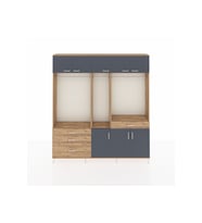 Arges Dolap 8 Raflı 4 Çekmeceli 3 Askılı 220x30x243 Çam-Antrasit/Çam