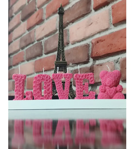 LOVE Yazı Dekoratif Mum Seti Sevgililer Günene Özel