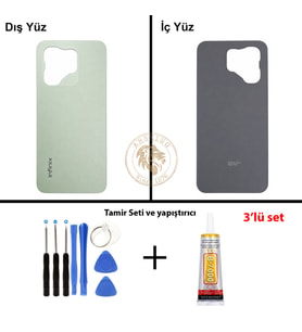 Infinix Hot 50İ Yeşil Uyumlu Arka Kapak + Yapıştırıcı ve Vida Seti Arka Cam Batarya Pil Kapağı