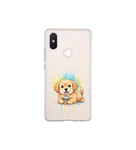 Xiaomi Mi 8 SE ile Uyumlu Splash Köpek Tasarımlı Şeffaf Silikon Kılıf