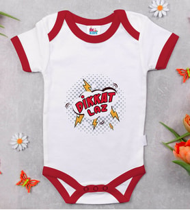 BK Kids Dikkat Laz Tasarımlı Kırmızı Bebek Body Zıbın-1