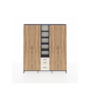 Arges Dolap 17 Raflı 3 Çekmeceli 4 Kapaklı 220x30x243 Antrasit-Çam/Aytaşı