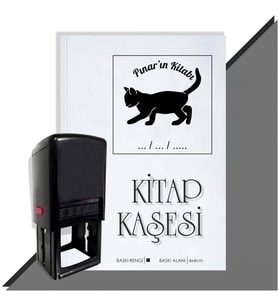 Kişiye Özel  Sevimli Kedi 9 Tarihli Kitap Kaşesi (Siyah)