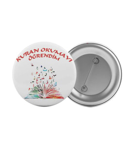 Kuran Okumayı Öğrendim Çanta Rozeti 20 Adet En Büyük Boy 5.8cm İğneli Broş