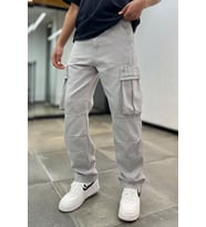 Erkek Gri Baggy Kargo Pantolon