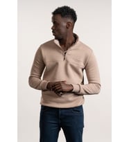 FBI Fermuarlı Dik Yaka 3 İplik İçi Şardonlu Slimfit Sweatshirt (Kahverengi)