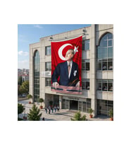 İstikbal GöklerdedirAtatürk ve Türk Bayrağı Poster Bayrak Raşel Kumaş 6x9 metre ATA36