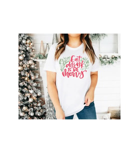 Yılbaşı Noel Baskılı Kısa Kollu Oversize Bisiklet Yaka T-shirt - Beyaz