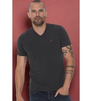 T8568 DEWBERRY V YAKA ERKEK T-SHIRT-KOYU ANTRASİT