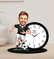 Kişiye Özel Karikatürlü Futbolcu Ahşap Biblo Masa Saati