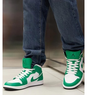 Nike Air Jordan 1 MİD Leather Sneaker Hakiki Deri Bilekli Günlük Spor Ayakkabı Beyaz Yeşil