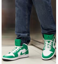 Nike Air Jordan 1 MİD Leather Sneaker Hakiki Deri Bilekli Günlük Spor Ayakkabı Beyaz Yeşil