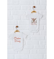 Pia Baby Premium %100 Pamuk İsme Özel Organik Baskılı İkili Set Çıtçıtlı Bebek Body Zıbın Modelleri 5034-17 (Ekru)