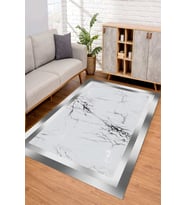 Dijital Kaymaz Taban Yıkanabilir Renkli Salon Halısı Mutfak Halısı Yolluk ND-SD-448 (Gümüş)