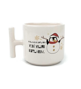 Noel Babayı Şutlarım Baskılı Beyaz Kulplu T Yılbaşı Kupası