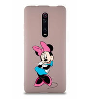 Xiaomi Redmi K20 Soft Premier Kapak Minnie Mouse-D Tasarımlı Silikon Kılıf - Pudra (Şeffaf)
